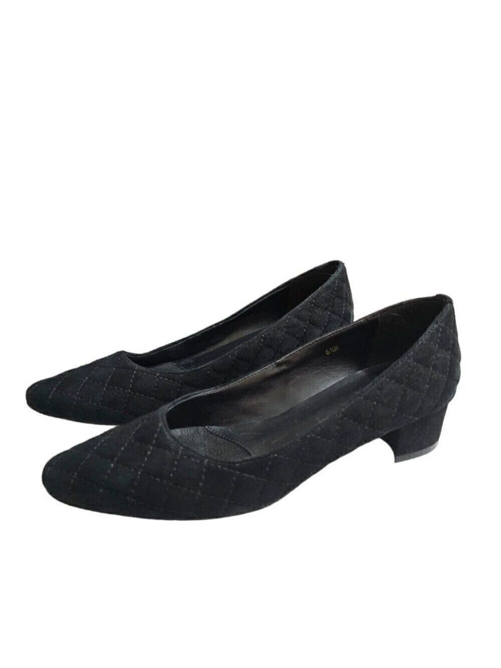 Vaneli Black April Pump Quilted Suede Sz 6.5N
